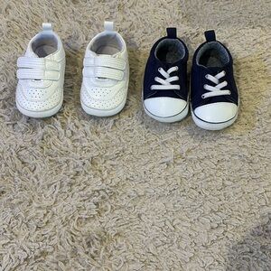 Kids White and Navy Casual Shoes - Comfortable Baby Sneakers